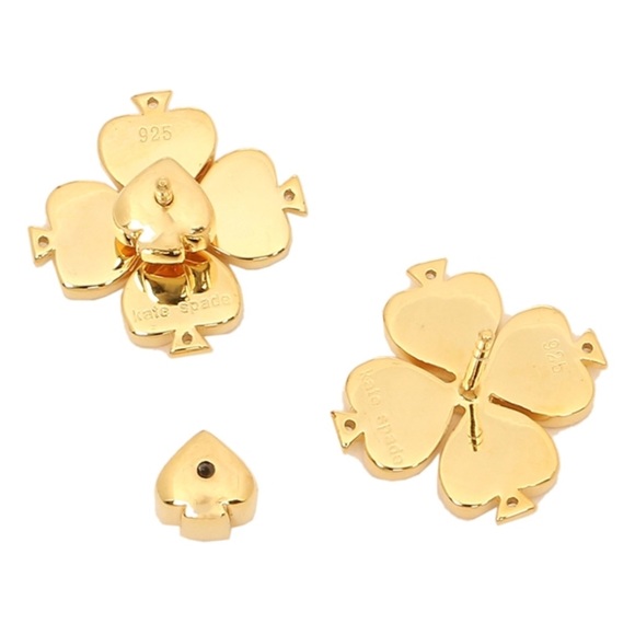 KATE SPADE • Large Legacy Logo Mother of Pearl Spade Earrings - Picture 3 of 6